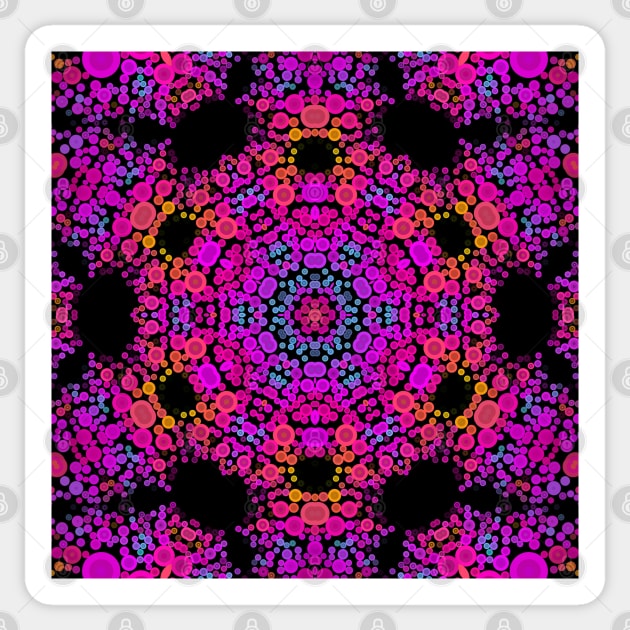 Dot Mandala Flower Pink Blue and Orange Sticker by WormholeOrbital